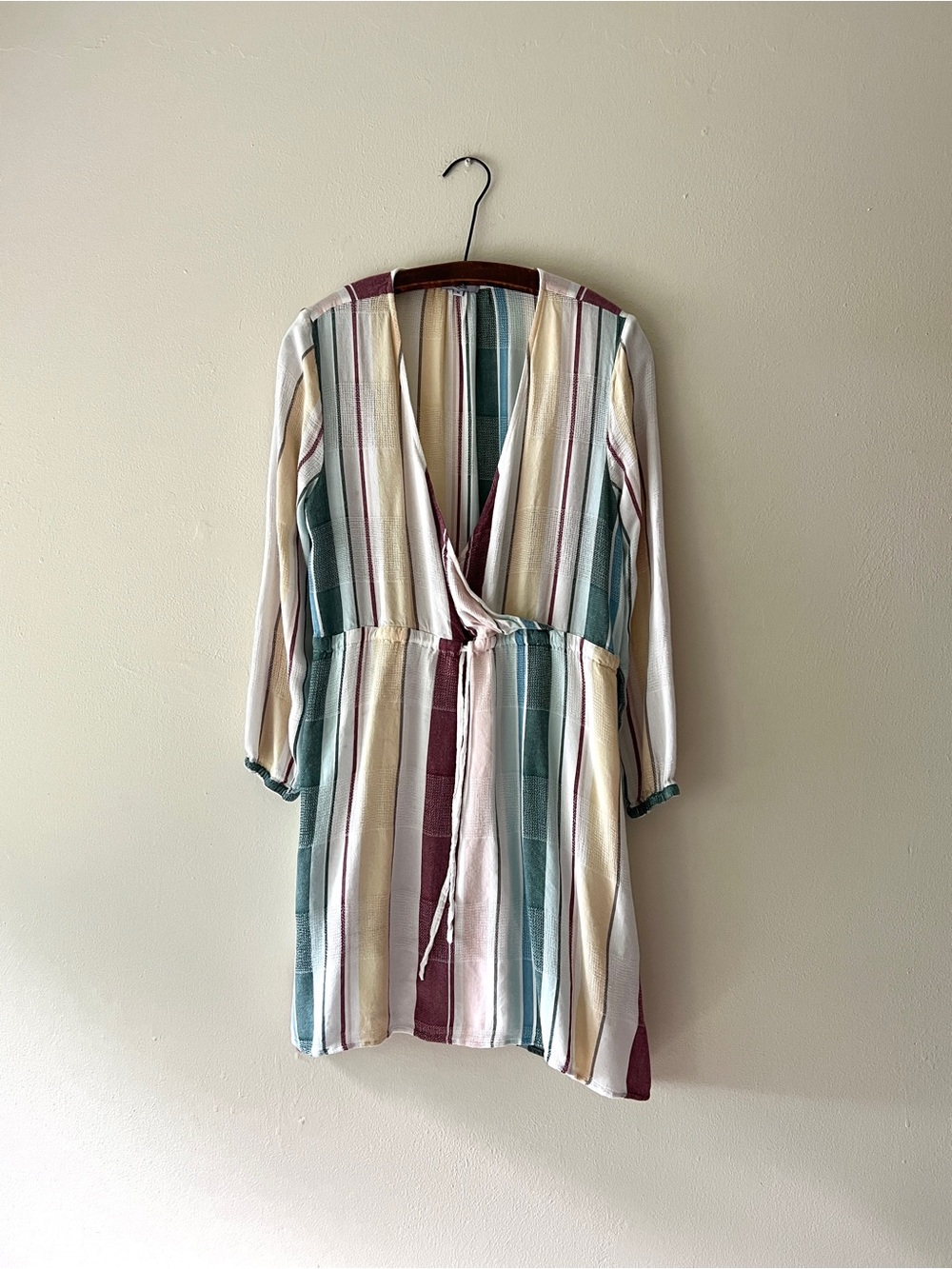 Rails Stripe Wrap Tunic Mini Dress Long Sleeve 100% Rayon Size M Anthropologie